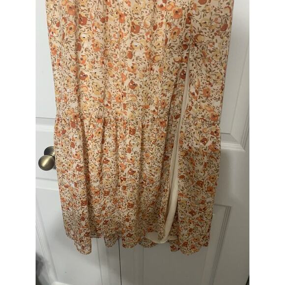 ASTR The Label Tie Open Back Floral Baby Doll Midi Dress Fairy Cottage Core L - Picture 5 of 12